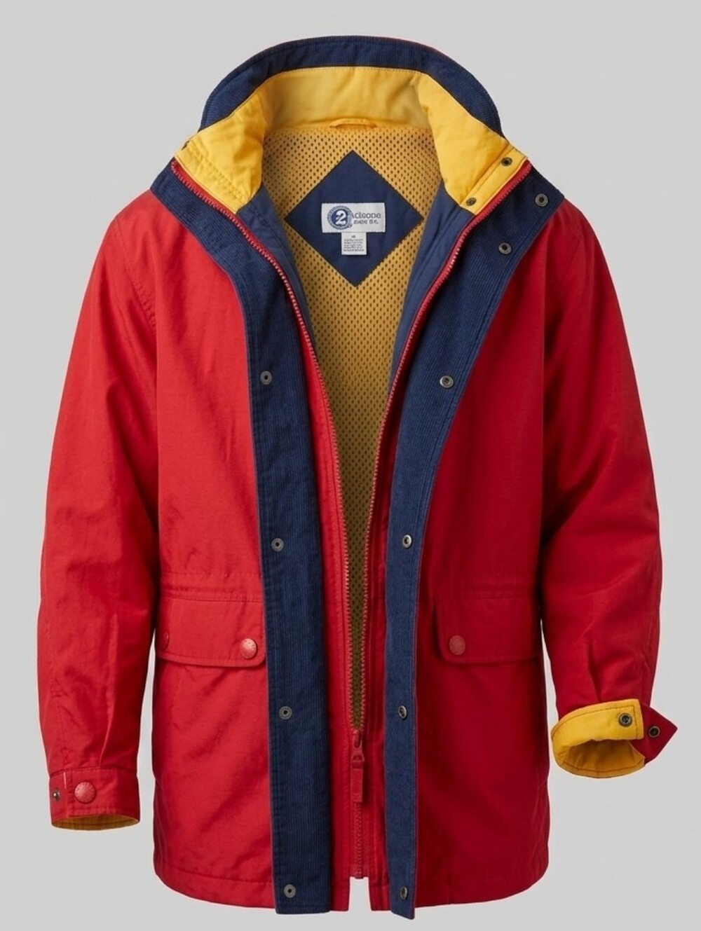 VINTAGE 90s Arizona Jean Co Barn Jacket Parka Red Colorblock Gorpcore Small